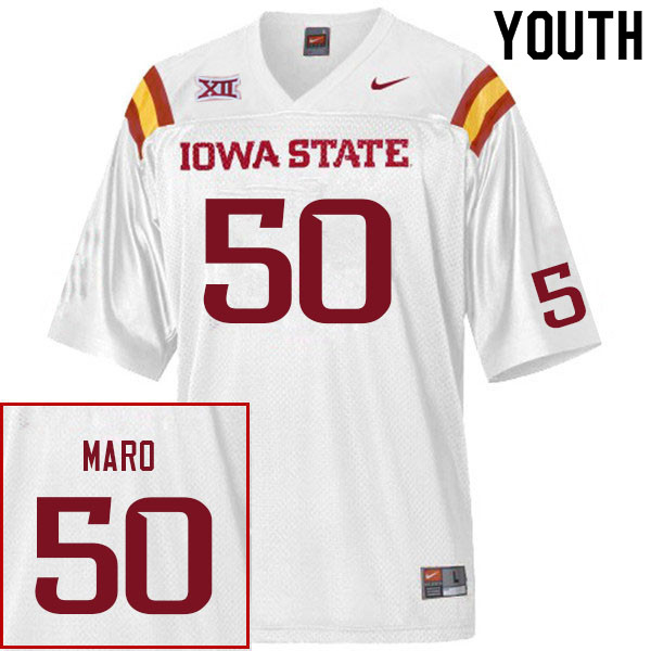 Youth #50 Tyler Maro Iowa State Cyclones College Football Jerseys Sale-White